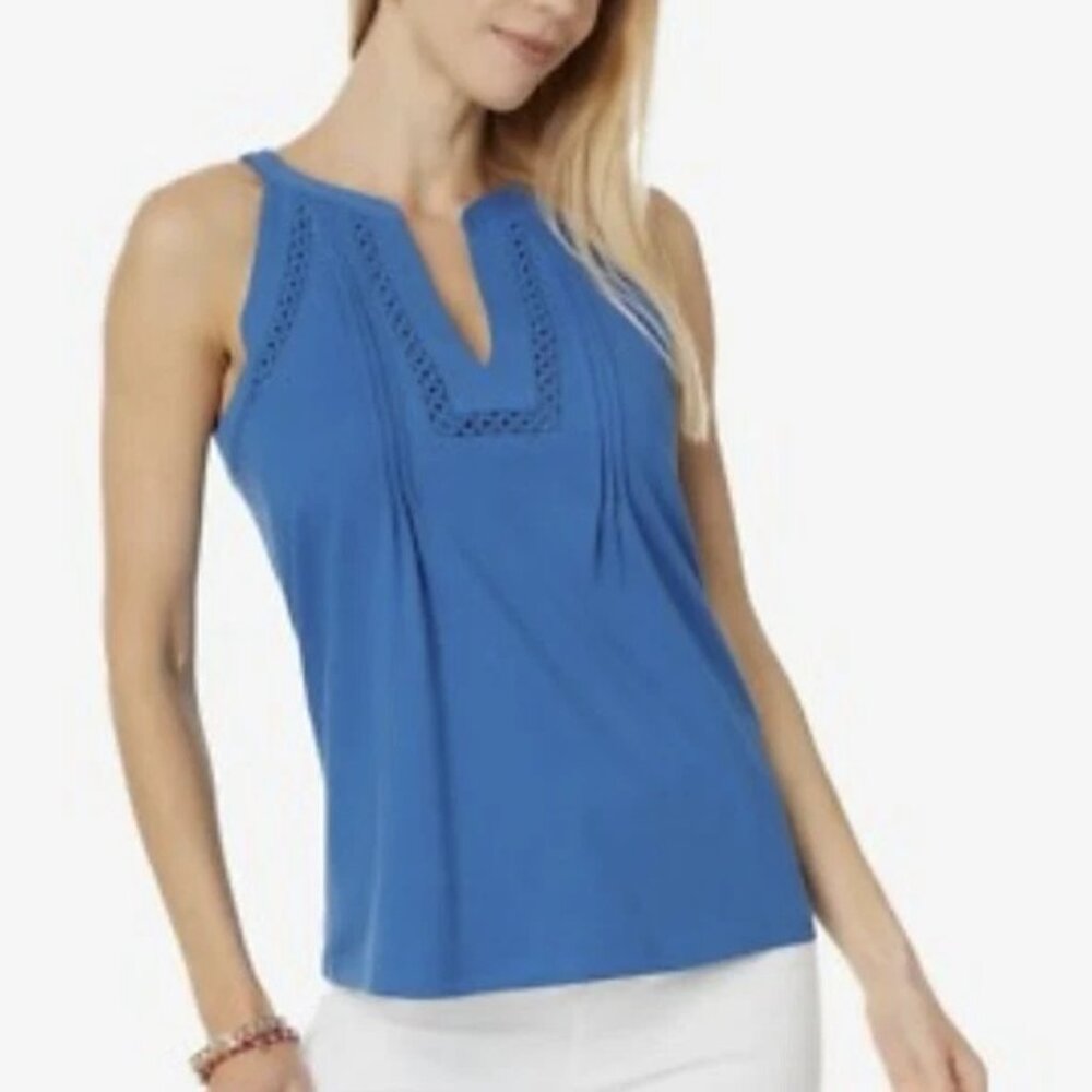 Lilly Pulitzer Women's Size Large Issac Knit Top Blue Sleeveless